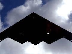 A B-2 Spirit lands at Andersen Air Force Base, Guam. The B-2 Defense Management System Modernization program includes upgrades to electronic warfare systems.