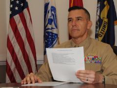 Lt. Gen. Dennis Crall, USMC, director for Command, Control, Communications, and Computers/Cyber and chief information officer, the Joint Staff; J-6, pictured working at the Pentagon in December, sees allies and partners, and the associated Mission Partner Environment, as crucial aspects of joint all domain warfighting. Credit: Photo courtesy of The Joint Staff Public Affairs