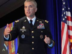 Lt. Gen. Paul Nakasone, USA, commanding general, U.S. Army Cyber Command, speaks at TechNet Augusta 2017.