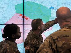 Soldiers demonstrate the Command Post Computing Environment prototype at Aberdeen Proving Ground. With a new single tactical server infrastructure plus a common software baseline, it will provide soldiers an underlying core command post system. U.S. Army photo by Dan Lafontaine, PEO C3T