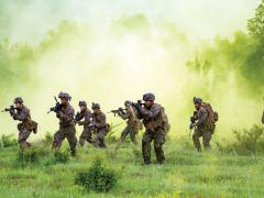 U.S. Marines with Black Sea Rotational Force 18.1 conduct a patrolling exercise in May at the U.S. Army’s Novo Selo Forward Operating Site in Bulgaria. RadioMap technology, developed by the Defense Advanced Research Projects Agency (DARPA) and transitioning to the Marine Corps, will offer radio-frequency situational awareness to such warfighters on the move. Photo by Lance Cpl. Angel Travis, USMC.
