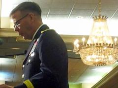 Maj. Gen. Stephen Fogarty, USA, commander, U.S. Army Center of Excellence, speaks at TechNet Augusta on August 2, 2016.