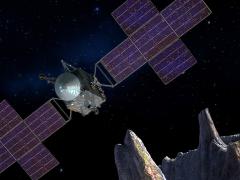 The Deep Space Optical Communications system will be launched into space in 2022 on the Psyche spacecraft, which will explore a massive metallic asteroid. The research program may eventually contribute to a laser communications infrastructure around the red planet. Credit: NASA/JPL-Caltech/Arizona State University/Space Systems Loral/Peter Rubin