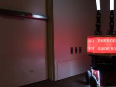 Georgia Tech researchers built the "Rescue Robot" to determine whether or not building occupants would trust a robot designed to help them evacuate a high-rise in case of fire or other emergency. (Credit: Rob Felt, Georgia Tech)