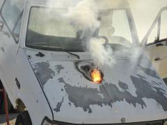 Lockheed Martin’s ATHENA laser weapon system defeats a truck target by disabling the engine, demonstrating its military effectiveness against enemy ground vehicles.