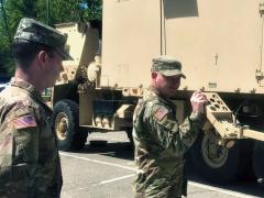 Spc. Dillon Anton, USA, and Spc. Matthew Perry, USA, 601st Aviation Support Battalion, 1st Infantry Division, Combat Aviation Brigade, set up and validate a Combat Service Support Very Small Aperture Terminal (CSS-VSAT) in preparation of Combined Support Exercise at Storck Barracks, Germany.