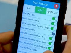 Unlike standard GPS-enabled map apps, QuickRoute settings include options such as “Use Controlled Opposing Lanes” and “Show QuickRoute Alerts on Map.”