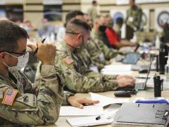 U.S. Army soldiers and Defense Department contractors collaborated at Yuma Proving Ground, Arizona, during Project Convergence 20 to initiate testing exercises for new multidomain operations weapons systems. U.S. Army photo by Daniel J. Alkana, 22nd Mobile Public Affairs Detachment