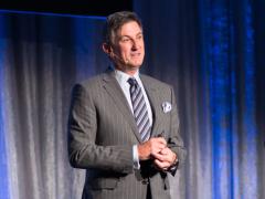 Mark Anderson, president of Palo Alto Networks, describes cybersecurity threats and solutions to the audience at NITEC 2017 in Ottawa.