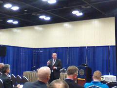 Robert “Gerry” Smothers, program manager, Network-Centric Solutions-2, speaks at TechNet Air in San Antonio.