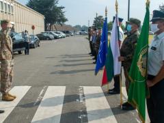 The Bulgarian Chief of Defense, Adm. Emil Eftimov (l) visits Supreme Headquarters Allied Powers Europe (SHAPE) in Mons, Belgium in August, meeting with Supreme Allied Commander Europe (SACEUR) General Tod Wolters (second from l) and his staff. To aid the decision making of SACEUR leaders, advanced geospatial information system technologies are needed. Credit: NATO Photo by SMSgt Frederic Rosaire (FRA)