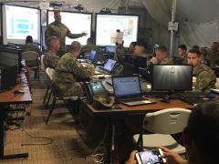 Units participating in Cyber Quest 2017 execute their battle drills. The U.S. Army’s Cyber Battle Lab uses Cyber Quest exercises as one of several means to experiment with approaches to cyber challenges.