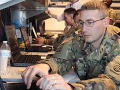 Soldiers analyze network data during a cyber academy class at Fort Bragg, North Carolina. The project manager, defensive cyber operations (PM DCO), is working to boost Army cyber capabilities while shortening the training time line to empower more soldiers for the cyber defense mission. U.S. Army photo