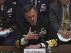 Adm. Michael Rogers, USN, makes a budget pitch before Congress on May 24, asking for 16 percent more in fiscal year 2018 than in 2017 for U.S. Cyber Command.