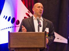 Tom Miller, CEO of Clearforce, gives the winning presentation at the shark tank concluded at AFCEA’s Small Business Innovation Summit held July 26. Photography: Elizabeth Moon
