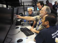 Government and private sector industrial control systems (ICS) professionals participate in an ICS cybersecurity training exercise at the Department of Homeland Security’s Industrial Control Systems-Cyber Emergency Response Team (ICS-CERT) training facility in Idaho Falls, Idaho.