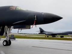 Two scores of airmen and four B-1B Lancers from Dyess Air Force Base, Texas, arrive at Andersen Air Force Base, Guam in May to conduct missions in the Indo-Pacific theater, supporting the Pacific Air Forces’ training with allies and partners and performing strategic deterrence missions to reinforce the rules-based international order in the region. Credit: PACAF Public Affairs/Tech. Sgt. David Scott-Gaughan