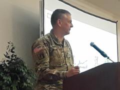 Gen. Stephen Townsend, USA, commander, Army Training and Doctrine Command, speaks at the AFCEA Army Signal Conference.