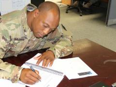 The military offers enlisted and officer personnel many educational opportunities to further their careers. One such option is preparing for and taking the Information Technology Infrastructure Library, or ITIL, exam. Staff Sgt. Timothy Watkins, USA, 52D Signal Battalion, Stuttgart, Germany, is pictured.