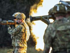 Lt. Gerard Holodak, USA, 17th Combat Sustainment Support Battalion, fires a confined space, light anti-armor weapon at Alaska’s Joint Base Elmendorf-Richardson. Classified Wi-Fi will improve the agility and operational flexibility of Army command posts by allowing commanders and staff to stay securely connected and make faster, more informed decisions on the battlefield, Army officials say. Photo by Staff Sgt. Westin Warburton, USAF