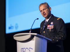 Gen. Denis Mercier, FRAF, Supreme Allied Commander Transformation, speaks to the audience at NITEC 2017.