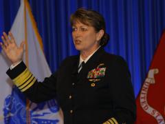 Vice Adm. Jan Tighe, USN, deputy chief of Naval Operations for Information Warfare (N2N6), reviews the complexity of information warfare.