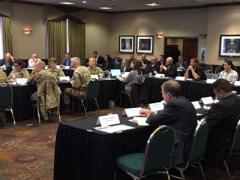 Audience members engage at the AFCEA Mission Command Industry Engagement Symposium roundtable.