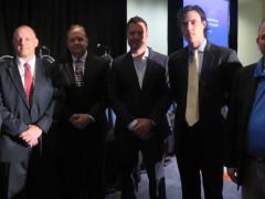 At the AFCEA Homeland Security Conference, (l-r) Robert Gearhart, Dr. Douglas Maughan, Jeff Finan, Josh Wells, Bob Baxley and Michael Gormley discussed the DHS Science and Technology Silicon Valley Innovation Program.