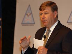 John Hickey, director of the Cyber Development Directorate for DISA, kicks off the 6th annual Mobile Tech Summit hosted by AFCEA DC Chapter. Photo by Mike Carpenter