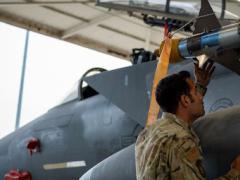 An airman from the Weapons Load Crew at Seymour Johnson Air Force Base, North Carolina, prepares for operations. The service is shifting how it projects air power in response to near-peer threats. Credit: Air Force photo