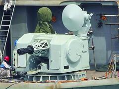 An indigenous design 11-barrel Gatling gun serves as a close-in weapon system aboard a Chinese aircraft carrier. The People’s Liberation Army Navy has developed and adapted a variety of shipboard defense systems to suit different vessels. Photo: Hobby Shanghai (HSH)