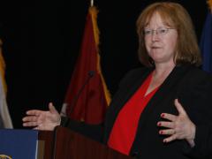 Joyce Corell, senior technical advisor to the national cyber director, addresses the audience at CERTS 2022. Photo by Michael Carpenter