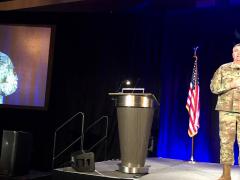 Maj. Gen. Peter Gallagher, USA, director, Network-Cross Functional Team, speaking at AFCEA International’s Alamo Chapter ACE 2019 event in San Antonio, Texas on November 20, tells the industry that the service is pursuing its next round of advanced tactical technologies from the industry.