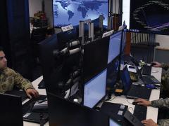 U.S. Marines with 8th Communication Battalion, II Marine Expeditionary Force Information Group, collaborate as part of Team Spartan during Cyber Fury 2020. Cyber Fury is an annual training exercise that allows Marines to simulate a series of cyberspace attacks by identifying and countering them. Credit: Lance Cpl. Haley McMenamin, USMC