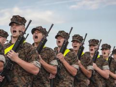 The U.S. Marine Corps is replacing some of its aging infrastructure at its recruiting centers to improve connectivity and support Internet of Things devices, making the recruiting process easier. Marine Corps recruits with the India Company, 3rd Recruit Training Battalion, prepare for initial drill evaluations on Parris Island, South Carolina, last fall. Credit: U.S. Marine Corps photo by Sgt. Dana Beesley.