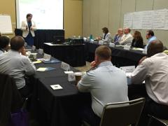 Keynote speaker Lt. Gen. Susan Lawrence, USA (Ret.), delivers a presentation at the Leadership Forum held in June at the Defensive Cyber Operations Symposium in Baltimore.