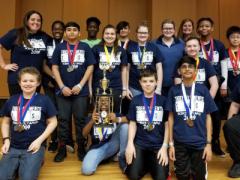 Thomson Middle School’s Olympiad team in Warner Robins, Georgia, won second place in the regional competition after showcasing their skills in STEM areas such as herpetology (r) and engineering and building a boomilever (l). Their victory was made possible by a 2018 Gravely Grant.