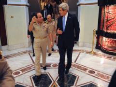 U.S. Secretary of State John Kerry met with then-Egyptian Minister of Defense General Abdul Fatah Khalil al-Sisi in Cairo last November. Sisi is now the president of Egypt, marking the third government in as many years in a country with an uncertain relationship with the United States.