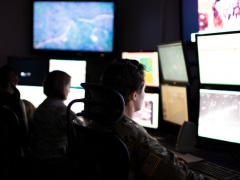 Intelligence analysts train at an Indiana National Guard Base. The use of artificial intelligence will change the role of analysts in several ways as it becomes more widespread throughout the intelligence community. U.S. Air National Guard photo