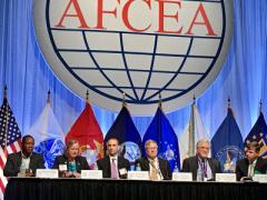 Panelists discuss cybersecurity at AFCEA's Defensive Cyber Operations Symposium.