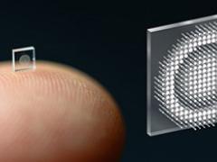 A camera the width of a grain of salt produces clear, full color images. Credit: Princeton University