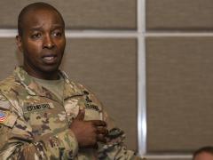 Lt. Gen. Bruce Crawford, USA, the Army's soon-to-retire CIO/G-6, attends a working lunch during the Joint Warfighting Assessment on Joint Base Lewis-McChord, Wash., May 1, 2019. The CIO said during the Army’s virtual 2020 Signal Conference hosted by AFCEA that the time is right for the service to split the CIO and G-6 offices. Credit: Sgt. Torrance Saunders