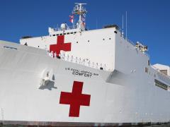 Among an array of activities in response to the COVID-19 pandemic, the Defense Information Systems Command supported the needs of the U.S. Navy ships Comfort and Mercy. Credit: U.S. Navy photo by Bill Mesta/Released
