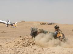 A soldier fires an FGM-148 Javelin during live-fire training in Jordan, Aug. 27, 2019, as part of Eager Lion, a major U.S. Central Command exercise that aims to integrate forces in a multilateral environment. The Joint Communications Support Element supports all of the combatant commands, special operations forces and other departments and agencies and is modernizing to meet the demands of multi-domain operations. Credit: Army Spc. Shadrach Hicks