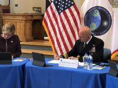 Vice Adm. Robert Sharp, USN (r), director of the National Geospatial-Intelligence Agency (NGA), and Gallaudet University President Roberta Cordano sign an education partnership agreement in May to increase research, engagement and recruiting opportunities in STEM. The agency’s research directorate is expanding its partnerships with academia, the private sector and other government agencies to leverage innovation. NGA