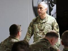 Gen. Paul Nakasone, USA, commander, U.S. Cyber Command; director, National Security Agency; and chief, Central Security Service, pictured speaking in 2019 with cyber soldiers assigned Fort Meade, expects an increase in the number of cyber teams deployed at the request of foreign governments to help defend against cyber marauders. Credit: Steven Stover, 780th Military Intelligence Brigade (Cyber)