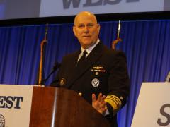 Adm. Christopher Grady, USN, U.S. Fleet Forces commander, speaks at West 2019.