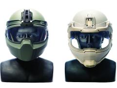 These illustrations show a Conformal Integrated Protective HEadgeaR (CIPHER) helmet prototype (l) and an INTEgRated Conformal Protective helmeT (INTERCPT) prototype.