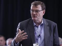 Terry Halvorsen of Samsung Electronics addresses the crowd at TechNet Asia-Pacific.