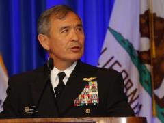 Adm. Harry Harris, USN, commander of U.S. Pacific Command, delivers a keynote address at West 2017 in San Diego. Photo by Michael Carpenter